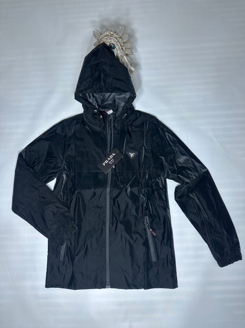Prada Erkek Çeket Kapşonu Fermuarlı - Siyah